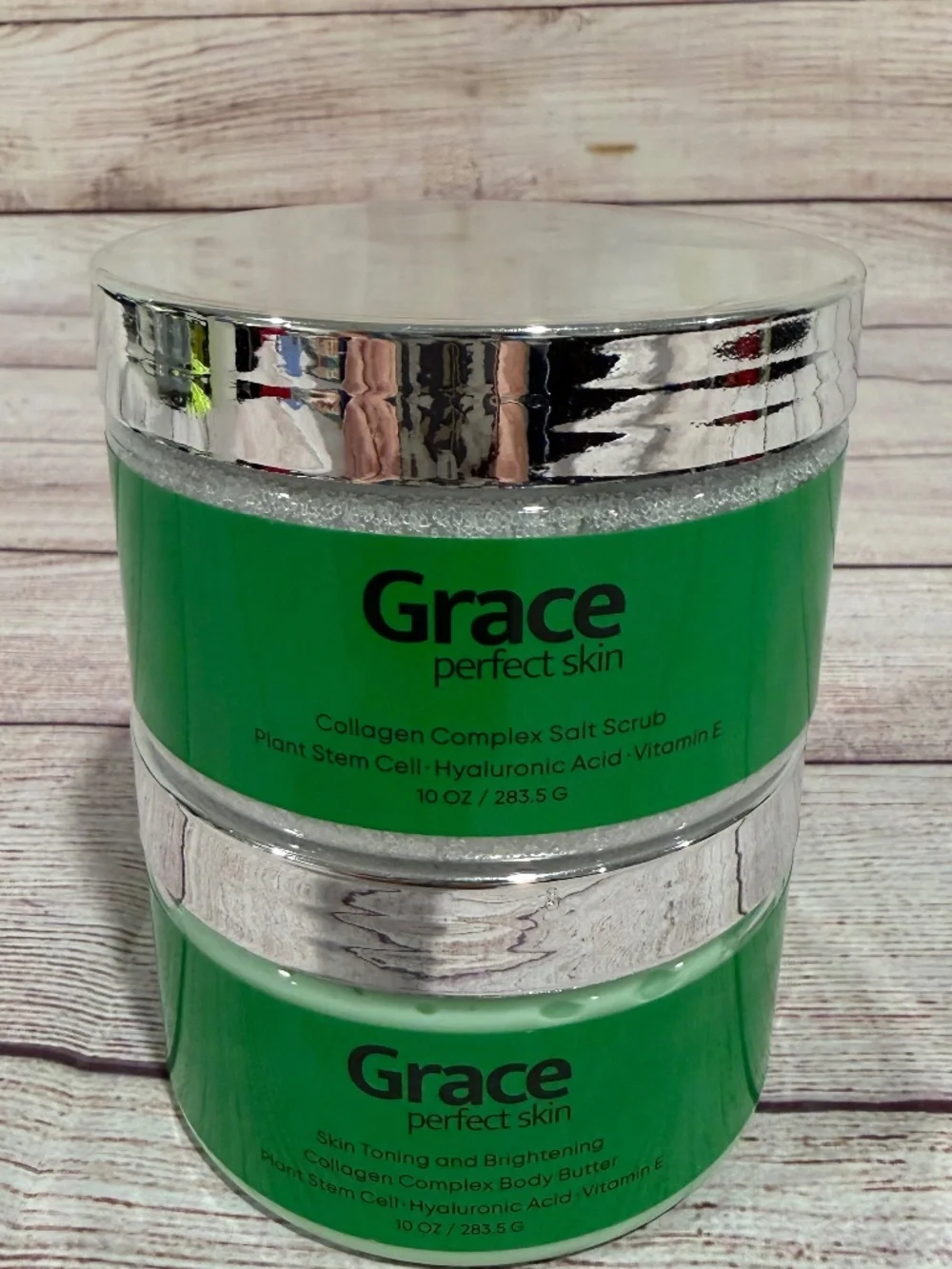 Grace Perfect Skin 2pc Set - Collagen Complex Salt Scrub and Body Butter - Gifty